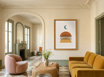 Ochre Moonlit Horizon Poster