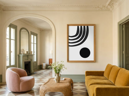 Black Triple Curve Graphic Poster