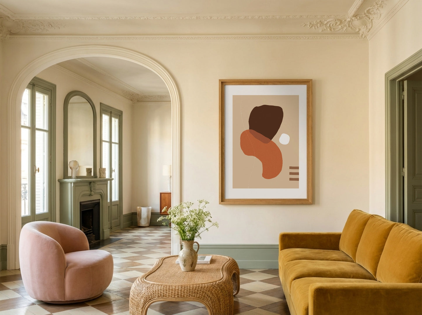 Terracotta Brown Flowing Forms Abstract Poster