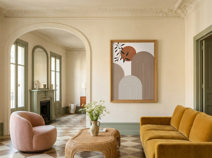 Brown Botanical Layered Arches Poster