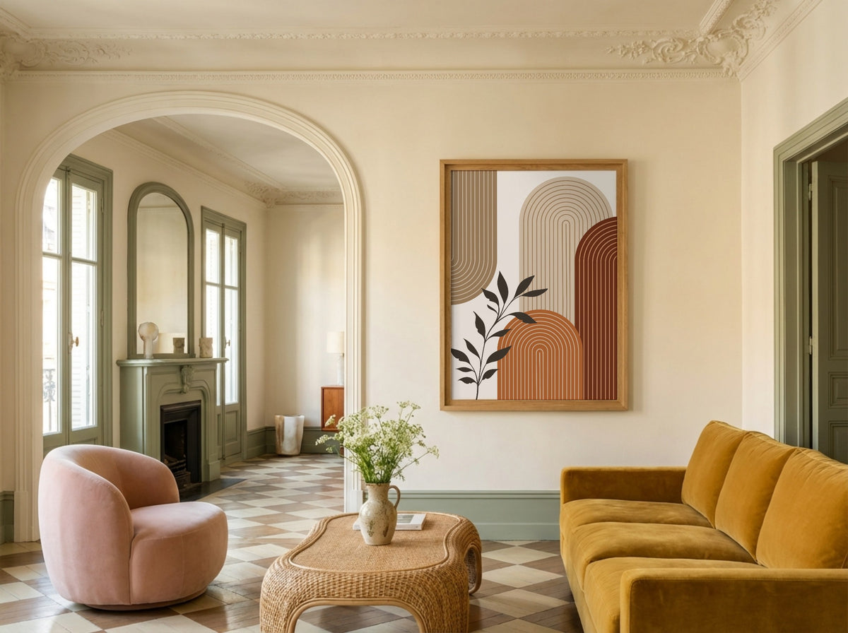 Brown Botanical Corner Arch Poster