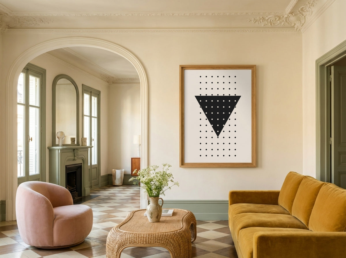 Black Dotted Triangle Graphic Poster