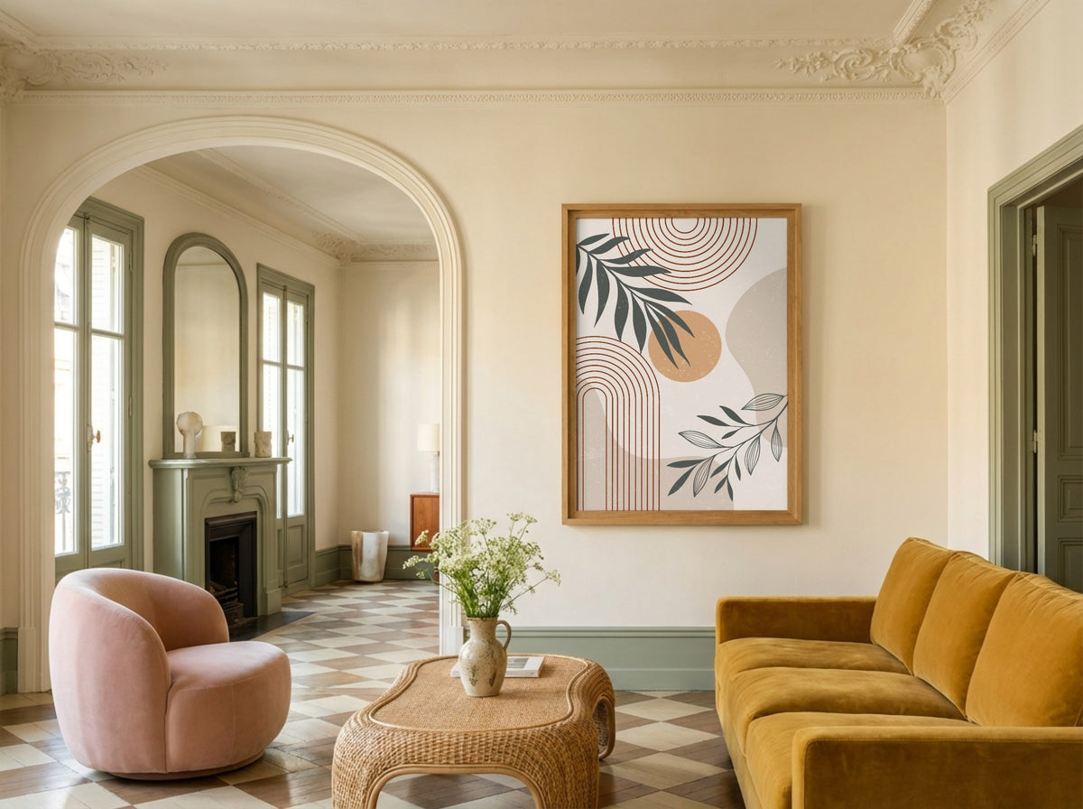 Terracotta Botanical Curve Poster