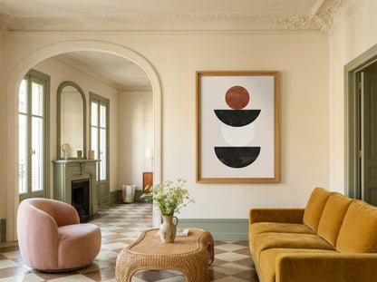 Brown Stacked Bowl Shapes Poster