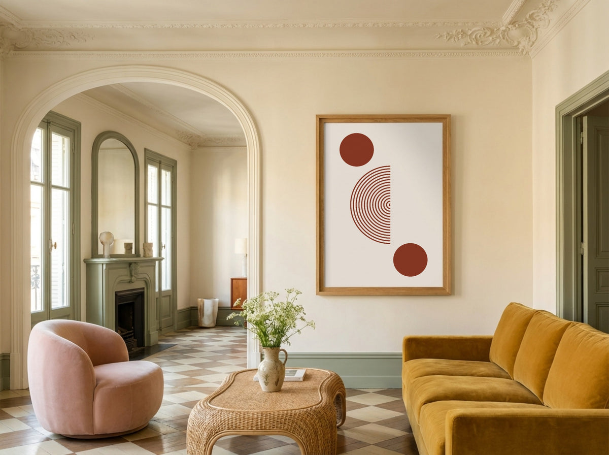 Terracotta Circle and Semicircle Poster