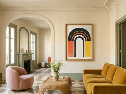 Black Orange Colour Block Arch Poster