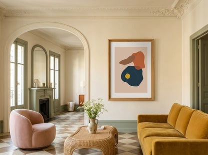 Terracotta Navy Compact Forms Abstract Poster