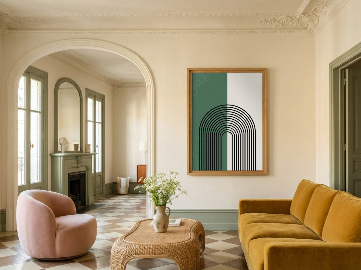 Forest Green Layered Circle Poster