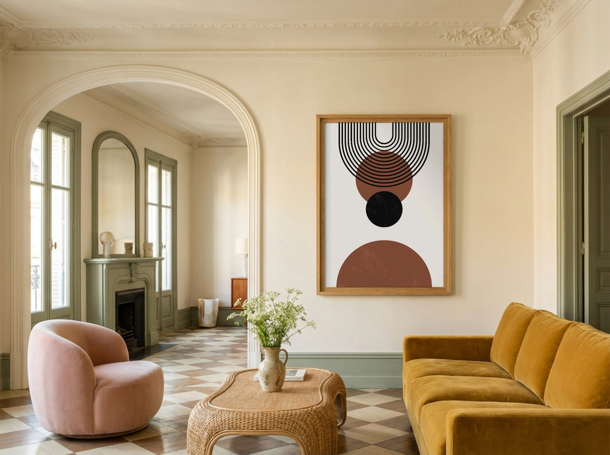 Rust and Black Concentric Balance Poster