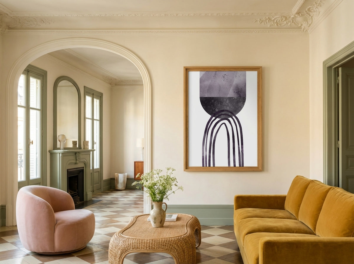 Charcoal Arc and Orb Poster