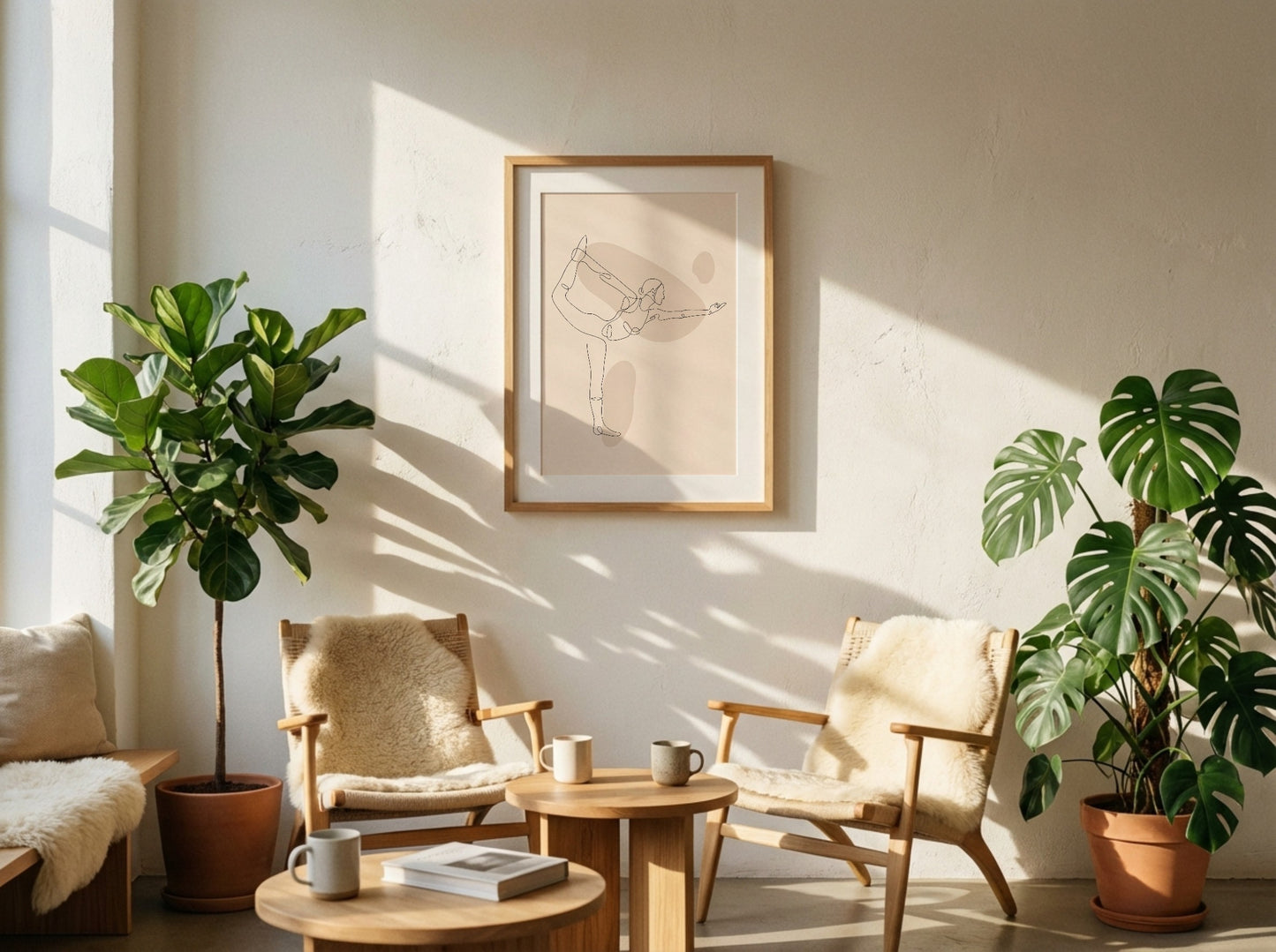Beige Delicate Line Organic Abstract Poster
