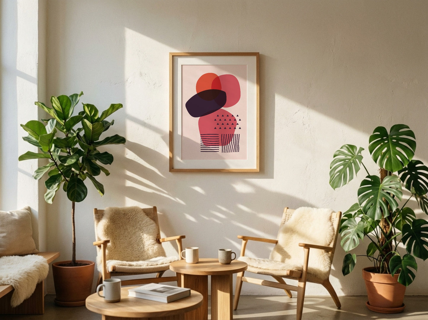 Pink Navy Stacked Organic Shapes Poster