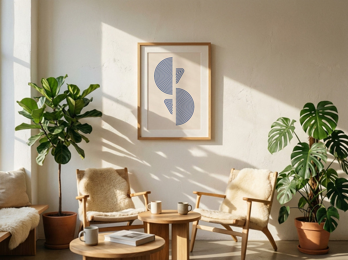 Blue Mirrored Leaf Forms Poster