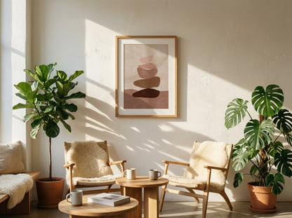 Brown Neutral Stacked Forms Abstract Poster