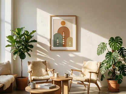 Orange and Sage Boho Arch Poster
