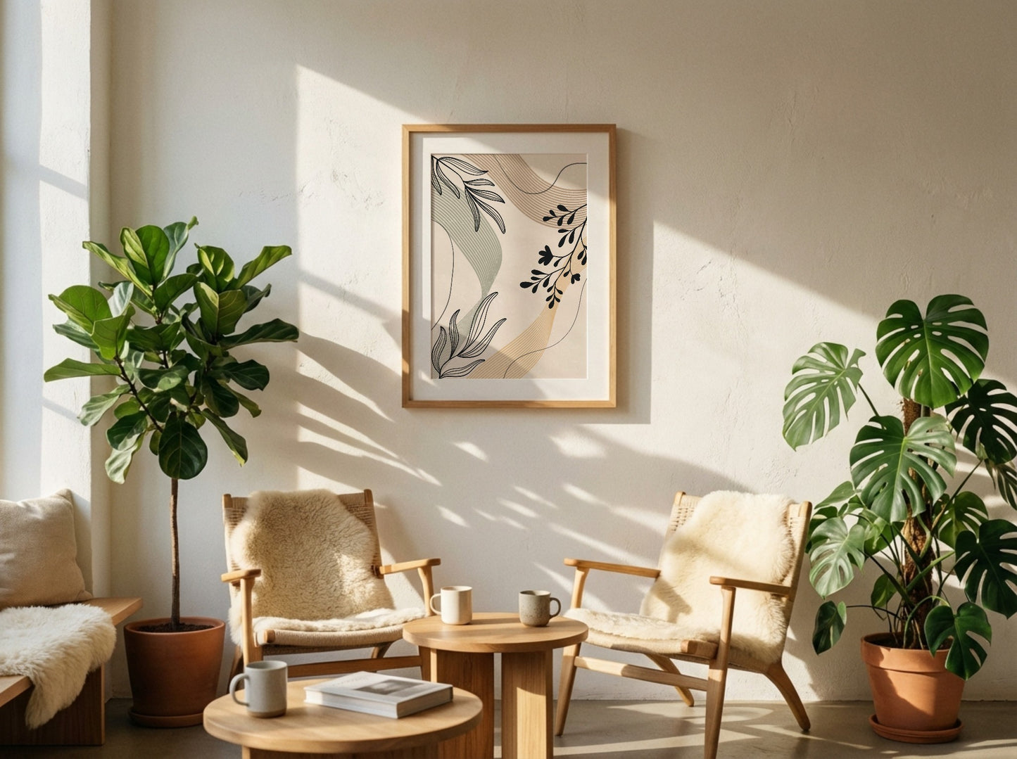 Grey Sage Botanical Line Collage Poster