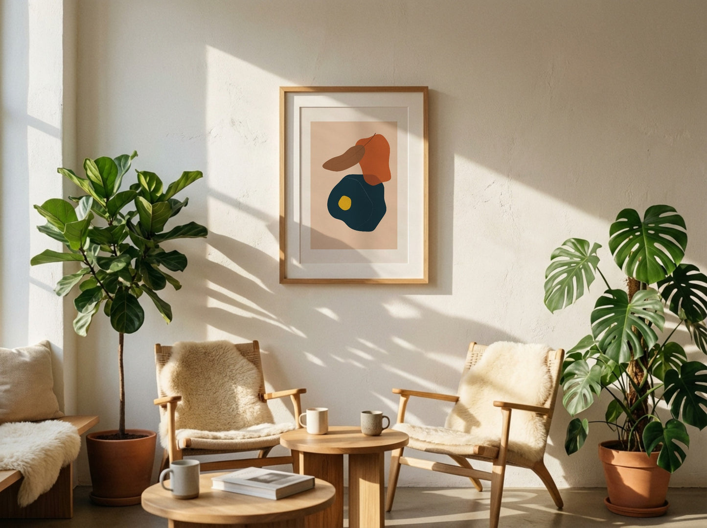 Terracotta Navy Stacked Forms Abstract Poster