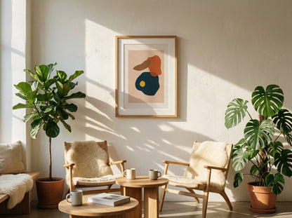 Terracotta Navy Stacked Forms Abstract Poster