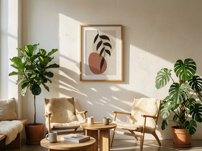 Brown Black Organic Leaf Balance Abstract Poster