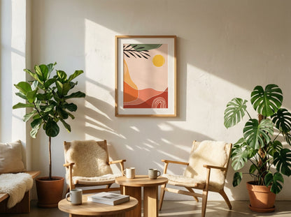 Peach Orange Botanical Landscape Abstract Poster