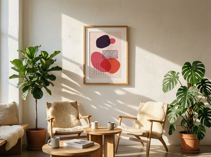 Pink Red Navy Circle Balance Abstract Poster