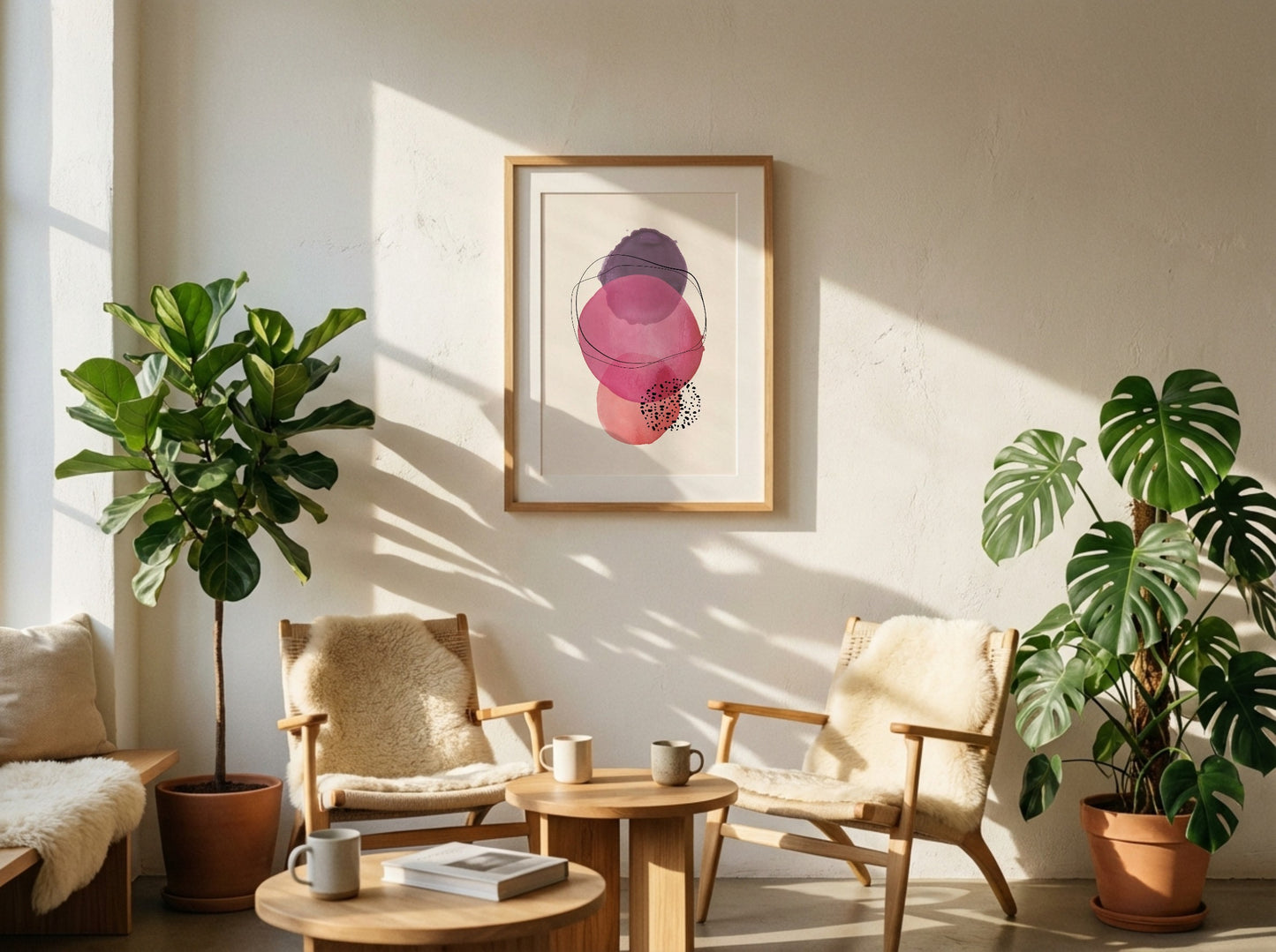 Pink Purple Layered Ovals Abstract Poster