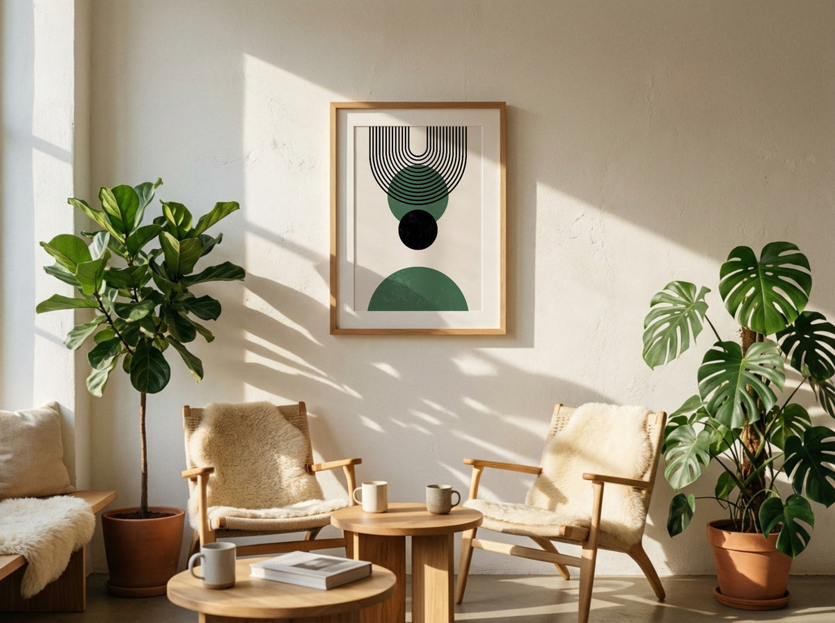 Green and Black Concentric Balance Poster