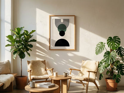 Green Hanging Circle Geometric Poster