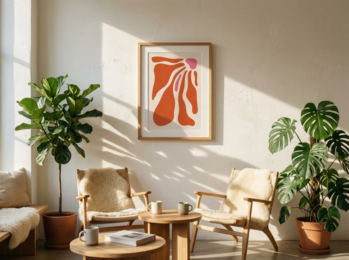 Terracotta Sweeping Bloom Abstract Poster