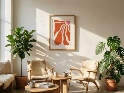 Terracotta Sweeping Bloom Abstract Poster