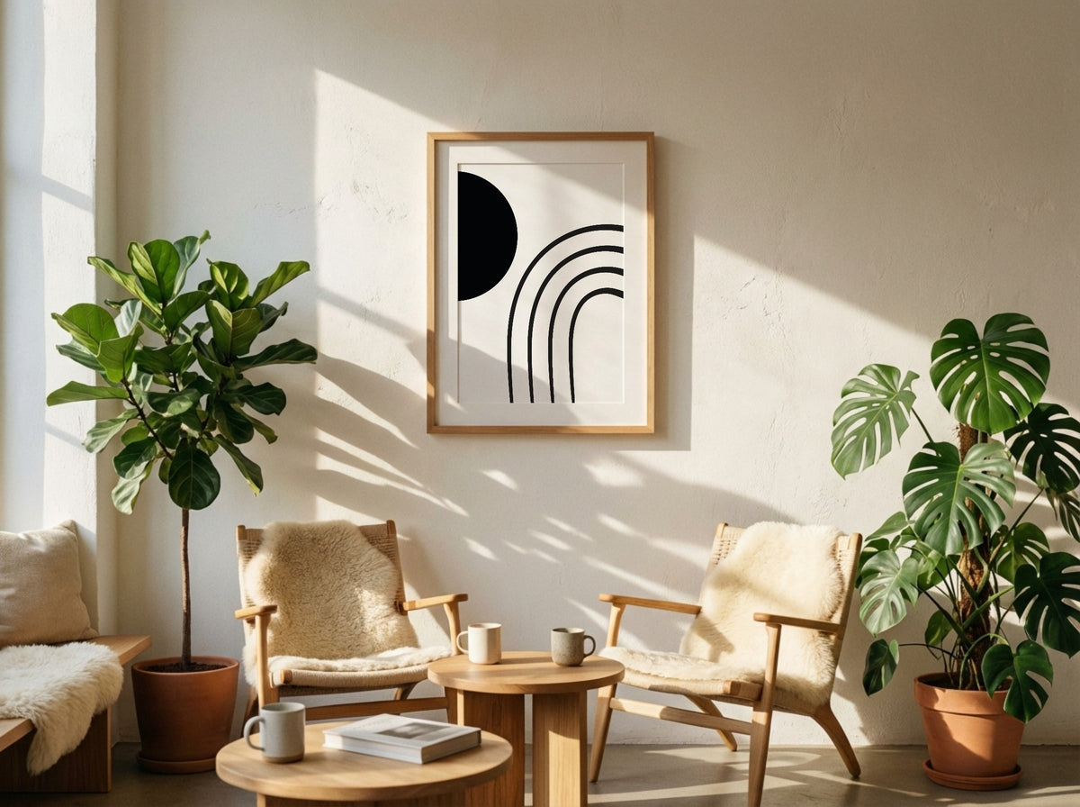 Black Rainbow Curve Abstract Poster
