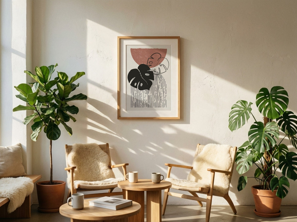 Black Terracotta Botanical Collage Poster
