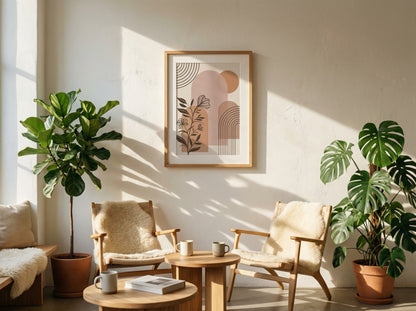 Beige Brown Botanical Architecture Abstract Poster