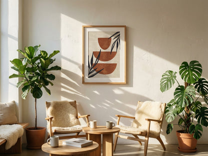 Rust Black Botanical Vessel Abstract Poster