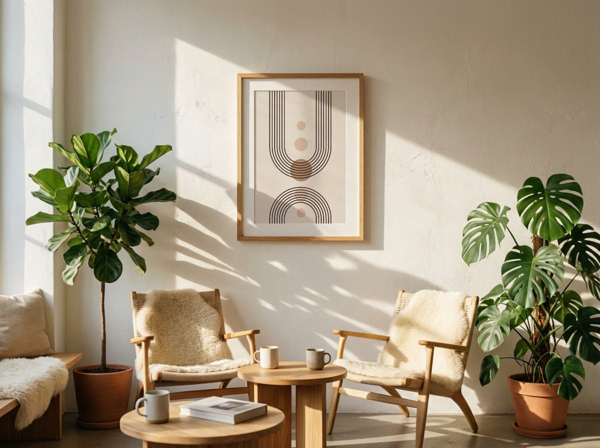 Taupe Long U-Line Medallion Poster
