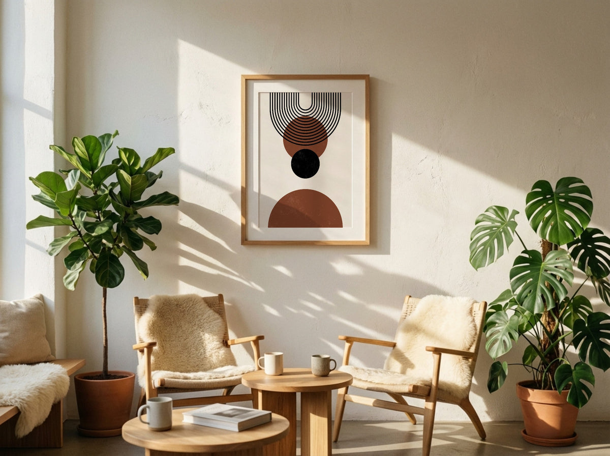 Rust and Black Concentric Balance Poster