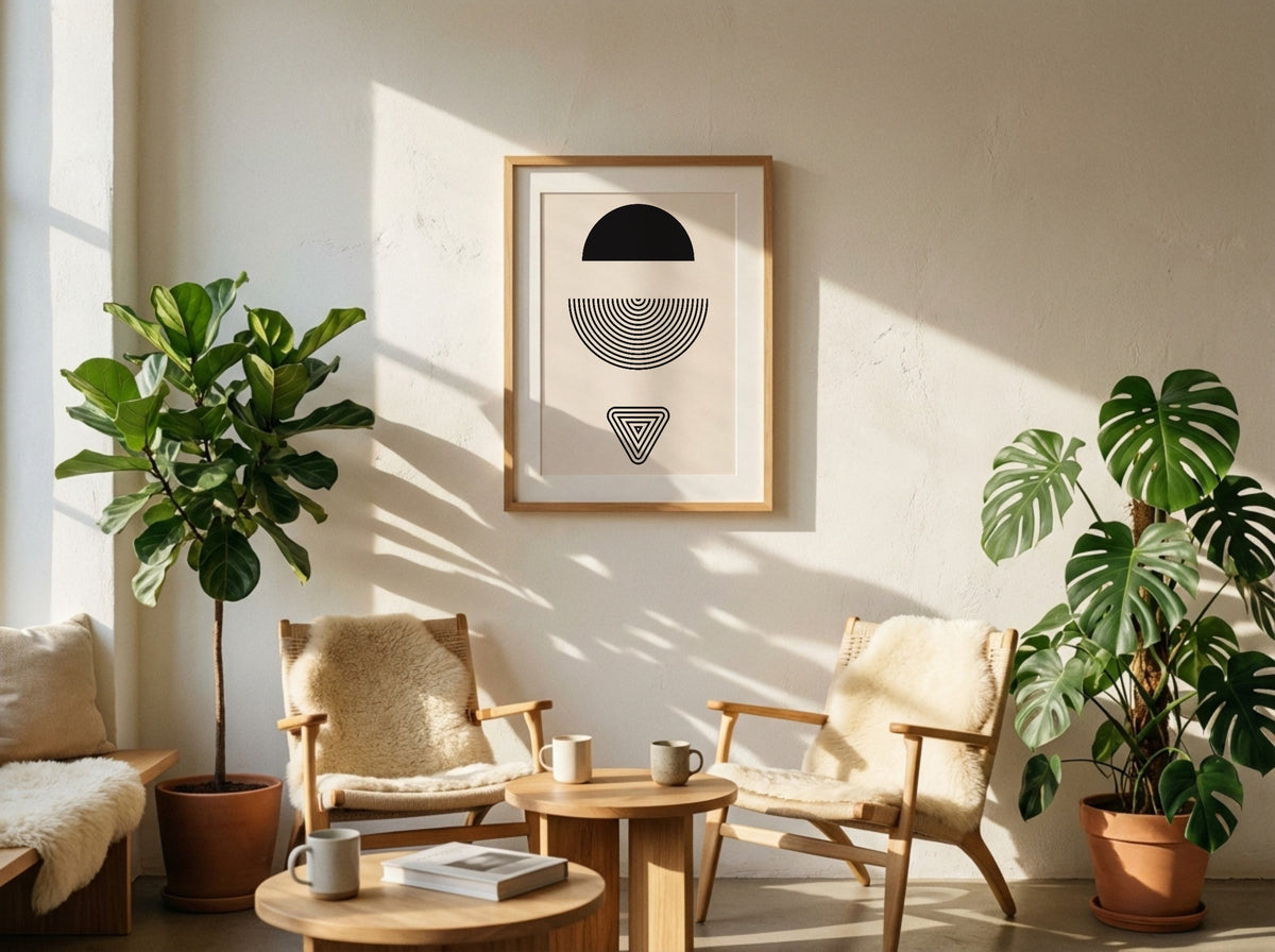 Black Split Sun Geometric Poster