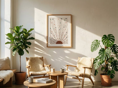 Blush Radiating Line Abstract Poster