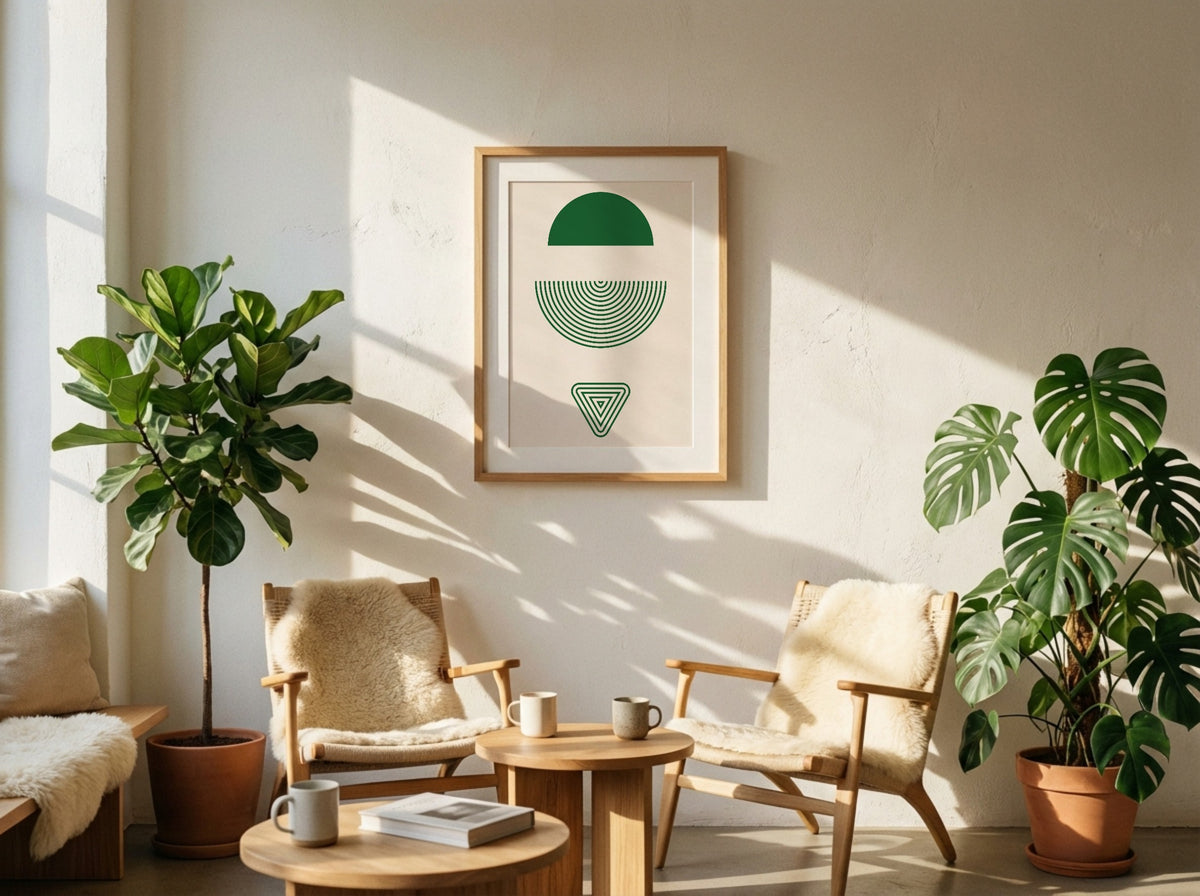 Green Split Sun Geometric Poster