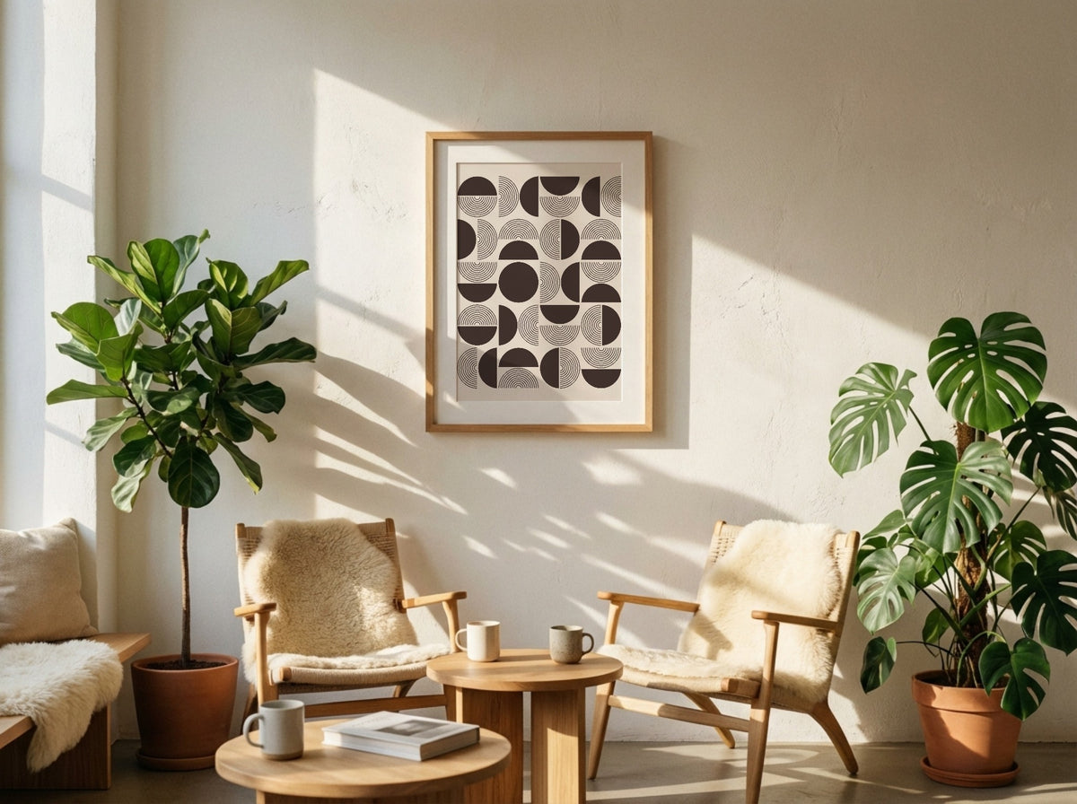 Brown Cream Geometric Tile Poster