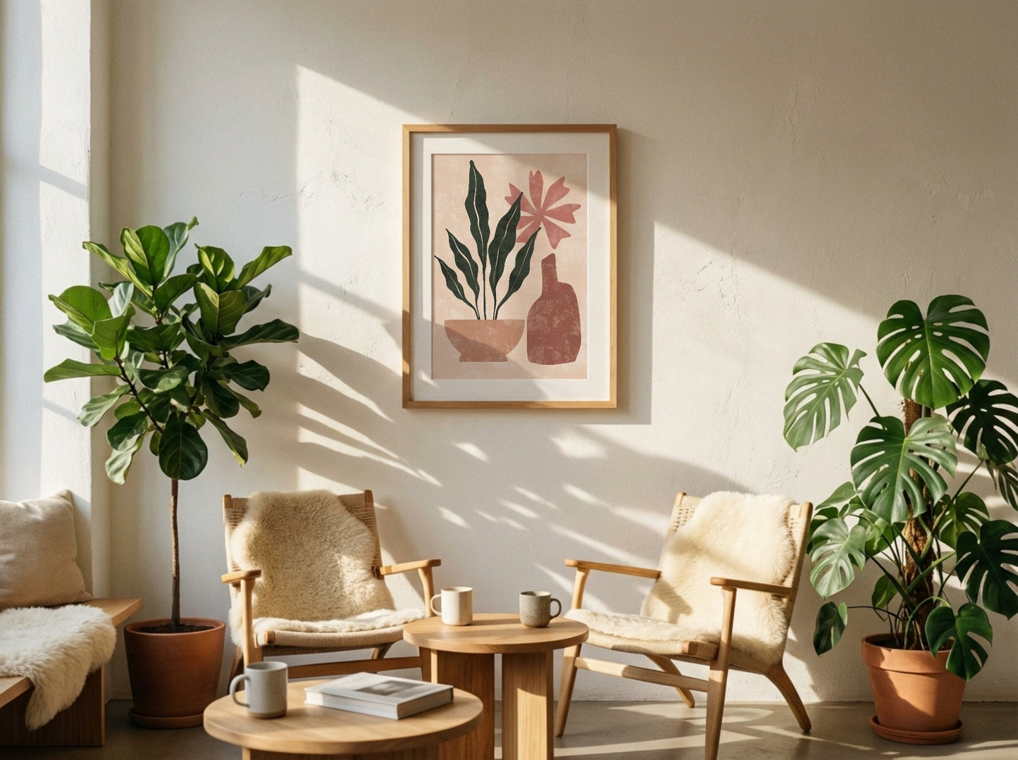 Green Coral Potted Leaves Abstract Poster