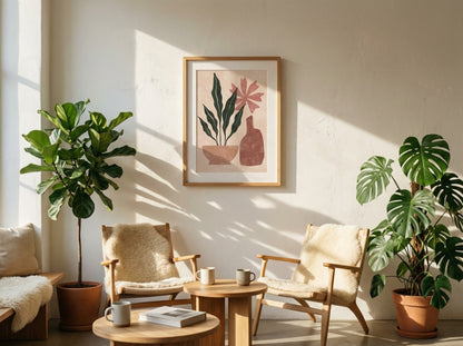 Green Coral Potted Leaves Abstract Poster