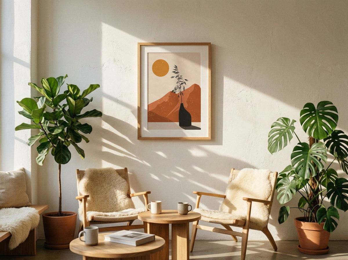 Golden Sun Desert Vase Poster
