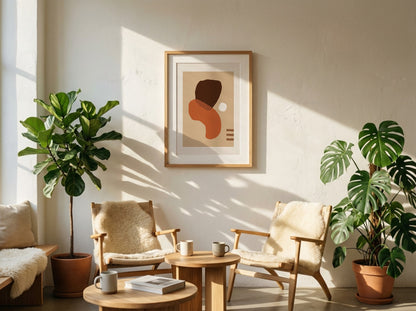Brown Terracotta Wavy Forms Abstract Poster