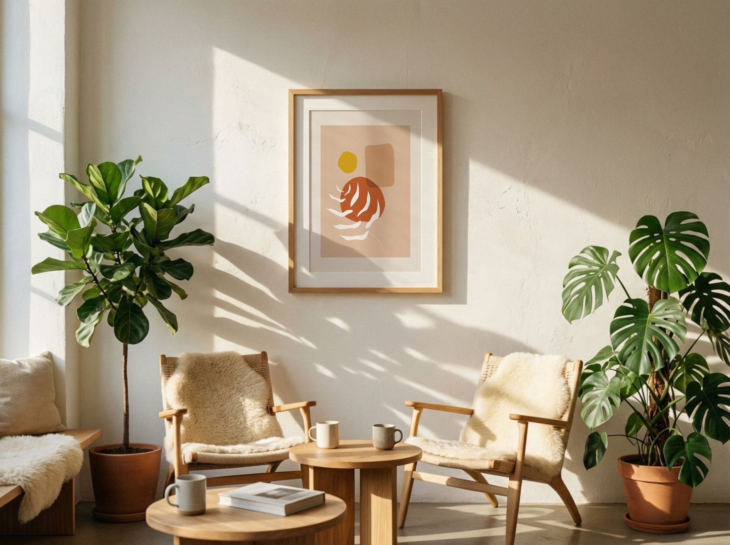 Orange Linear Swirl Organic Abstract Poster