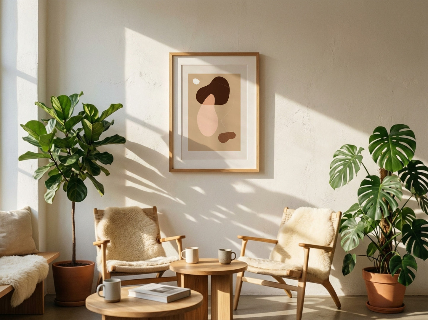Brown Beige Organic Balance Abstract Poster