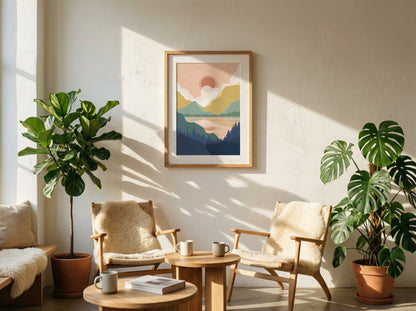 Pastel Mountain Valley Abstract Poster
