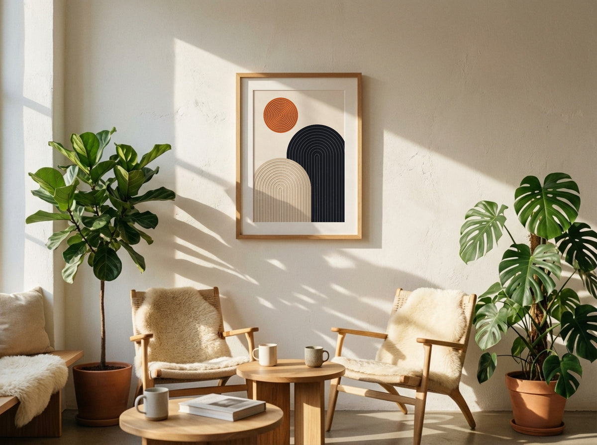 Orange Navy Twin Arches Poster