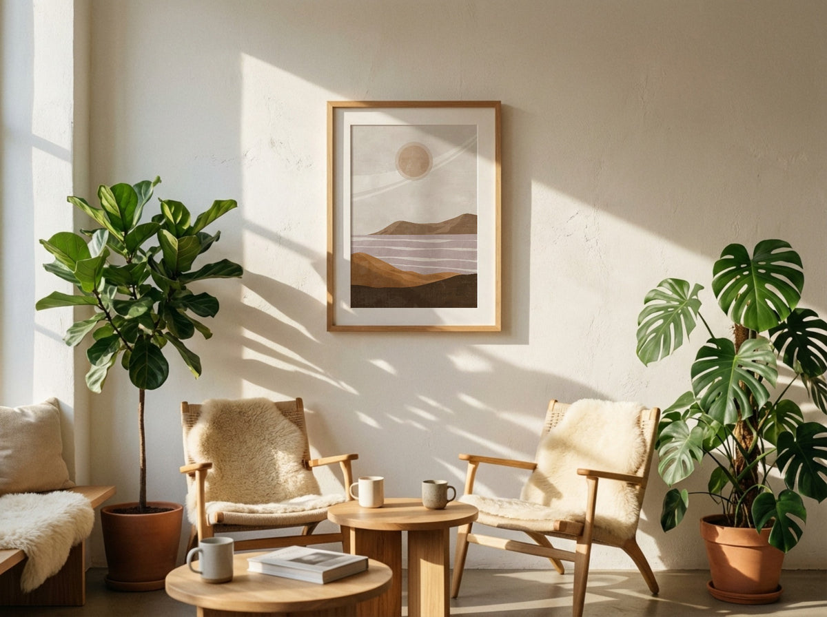 Neutral Moon Mountain Abstract Poster