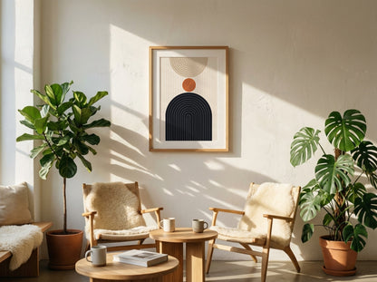 Orange Dot and Navy Arch Poster